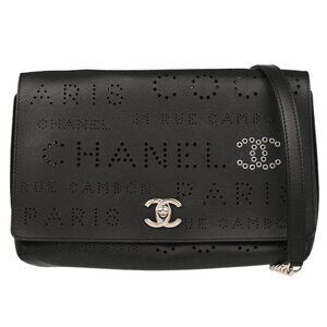 Chanel Black Perforated Calfskin Shoulder Bag
